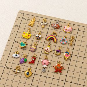 La fantasía infantil |   Dijes de Acero Inoxidable con Baño de Oro PVD de 18K y Esmalte para Creación de Joyería DIY |   Colgantes Divertidos para Niños - Product Image 3