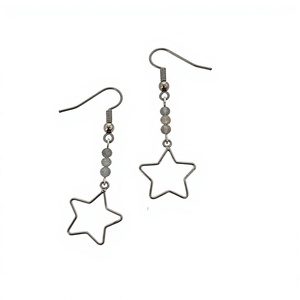Boucles d'oreilles pendantes étoile en argent 925, design minimaliste, bijoux pour femmes à porter au quotidien - Product Image 1