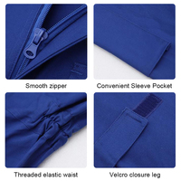 Combinaison de travail bleue 80/20 polyester coton, bandes réfléchissantes, fermeture éclair discrète, poches poitrine, faite à la main