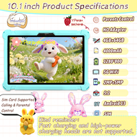 Nouvelle tablette éducative pour enfants de 10,1 pouces, emplacement pour carte SIM, 4 Go + 64 Go, processeur MTK Octa Core, batterie 4000 mAh, Wi-Fi, Android 12, appareil photo 2 MP + 5 MP