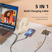 Kabel Pengisi Daya Universal 5 in 1 Fast USB PD Type-C Nylon untuk Komputer, Pemutar MP3/MP4, Buatan China