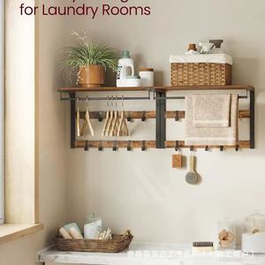 Retro Wall Mounted <b>Coat</b> Rack Solid <b>Wood</b> 25.6 In X 11.8 In With <b>Hooks</b> For Entryway Storage - Product Image 4