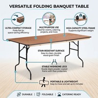 Table à manger pliante en bois massif, réglable et portable, de style contemporain, pour mariages, banquets et événements – Vente en gros usine