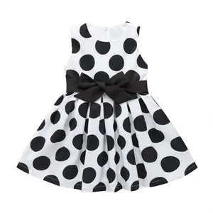 Gaun untuk Anak-anak Anak 1-5 Tahun Polka Dot Anak Pakaian Tanpa Lengan Gaya Retro Rok Anak Perempuan