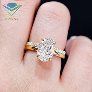 Anillos de Compromiso Personalizados de Oro Sólido de 10k/14k/18k con Diamantes Cultivados en Laboratorio con Certificado IGI, Corte Ovalado, CVD/HPHT, de 0.5-2CT, para Mujeres y Hombres, Regalo - Product Image 4