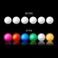 Balles de golf LED OEM de haute qualité en gros, en caoutchouc/Surlyn, deux pièces, 6 couleurs au choix, balles lumineuses avec logo personnalisé pour la nuit