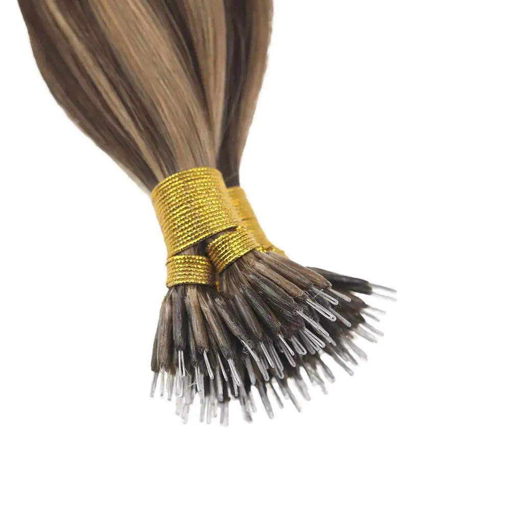 Ruilihair More popular natural top ash brown ash blonde hair hairstyles European nano ring hair extensions