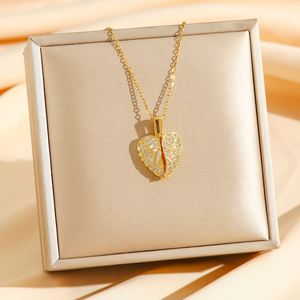 Collar De Acero Inoxidable Stainless Steel Zircon Openable <b>Angel</b> Wings <b>Charm</b> Necklace Open Wings Pendant Jewelry Necklaces Women - Product Image 5