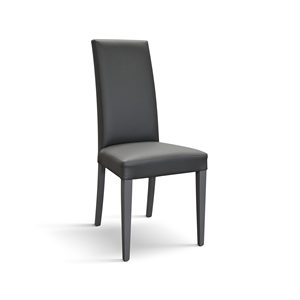 Juego de 2 sillas Andrea, sillas de comedor de interior con base de metal y cuero ecológico gris - Product Image 1