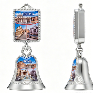 Campana de Recuerdo de Roma con Impresión Digital de Lugares Religiosos, Artesanía Metálica Plateada - Product Image 3