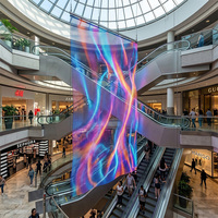 Écran LED pliable P25 P31.25 à effet holographique 3D transparent pour ascenseur de centre commercial, affichage LED flexible en maille suspendue