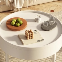 Table basse ronde noire durable pour bureau à domicile meubles de salon faciles à assembler avec ensemble de rangement inclus
