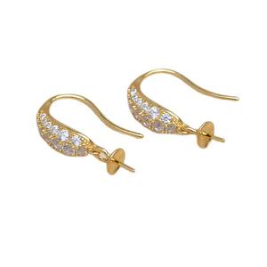 Wenchi S925 Argent, Support d'accessoire pour boucles d'oreilles à crochet goutte d'eau, pour bijoux DIY en perles avec zircon multi-couleurs 8-10mm, Modèle 16602 - Product Image 5