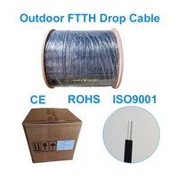 Cable Óptico para Exteriores GJYXCH FTTH con Banda Amarilla, 1.0mm+0.45*2mm, 3 Hilos de Acero, 1 Núcleo, G657A, LSZH, 1KM/Rollo