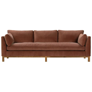 <span class=keywords><strong>Canapé</strong></span> trois places en tissu <span class=keywords><strong>velours</strong></span> brun argileux de style rural nord-européen et américain, mobilier de salon design - Product Image 1