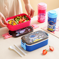 Lonchera Infantil Ecológica y Apta para Calentar con Tapa de Plástico y Vaso de Agua Antiderrames de Regalo