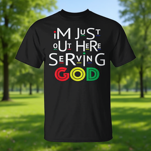 Camiseta promocional estilo años 90 'I'm Just Out Here Serving God' - Product Image 3