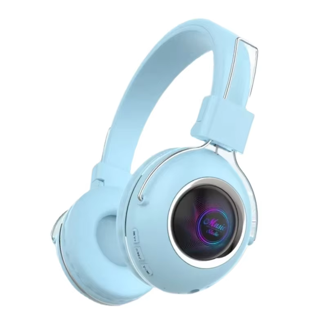 Wireless BT Headphones Girls Headphones Gaming Earphones with RGB Light Over Ear Headphones for Kids