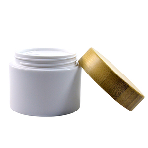 Barattolo Vuoto in <span class=keywords><strong>Plastica</strong></span> PP Bianca per Cosmetici con Coperchio in Legno di Bambù, 30g 50g 100g 150g 200g 250g - Product Image 1