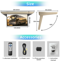 Moniteur motorisé rabattable de 22 pouces pour montage au plafond DC12V/24V, écran LCD Android disponible pour voiture, autocar, camping-car, fourgonnette