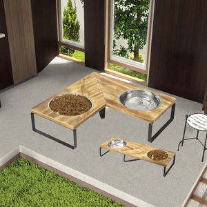 ZMaker Custom Eco-Friendly Bamboo Elevated <b>Dog</b> <b>Bowls</b> New Designer Double <b>Raised</b> 2 in 1 Solid Waterproof <b>for</b> Small Animals - Product Image 3