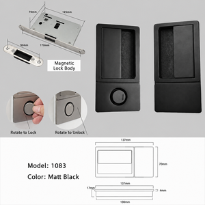 Cerradura de Puerta Empotrada Minimalista, Silenciosa, Negra, Cerradura de Embutir Oculta para Puertas Interiores de Madera de Dormitorio - Product Image 3