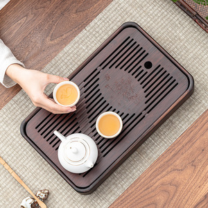 Bamboo <b>Tea</b> <b>Tray</b> Rectangle Stackable With Drain And Water Storage Japanese Style <b>Tea</b> Table Storage <b>Trays</b> - Product Image 2