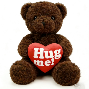 Oso de peluche marrón personalizado, oso de peluche con forma de corazón, oso de peluche con pelo rizado. - Product Image 1