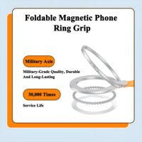 Support de téléphone magnétique pliable à 360 degrés avec logo personnalisé, aimant puissant N52, anneau de maintien pour doigt et béquille