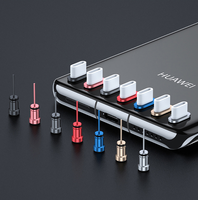 Premium Metal Alloy 3.5mm Earphone Plug Charging Port Protector Type C Stopper Anti Dust Plugs for IPhone, samsung