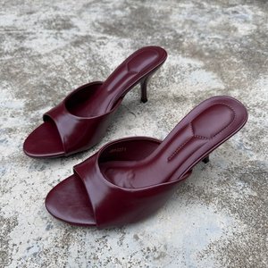 Mules à talons aiguilles noires, blanches et bordeaux pour femmes, à bout ouvert, rehaussantes, en gros, en stock pour l'été - Product Image 3
