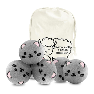 Lot <span class=keywords><strong>de</strong></span> 6 boules <span class=keywords><strong>de</strong></span> séchage <span class=keywords><strong>de</strong></span> laine XL en forme <span class=keywords><strong>de</strong></span> chat mignon faites à la main boules <span class=keywords><strong>de</strong></span> séchage <span class=keywords><strong>de</strong></span> laine réutilisables pour le linge - Product Image 1