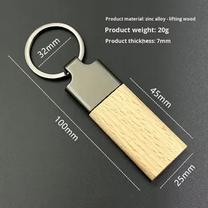 Llavero Rectangular Personalizado de Madera de Haya y Metal para Regalo de Boda o Negocio, Ecológico - Product Image 4