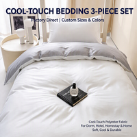 Parure de lit hôtelière 3 pièces en polyester 100% toucher frais pour maison d'hôtes, maison de retraite, fournitures hôtelières en gros