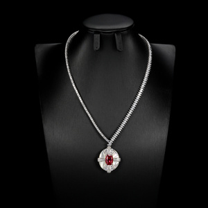 925 Silver Red <b>Ruby</b> <b>Necklace</b> Shines with a High-End Feel,Fashion a Great Gift for Girls on Holidays and Business Occasions L - Product Image 3