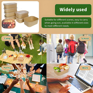 Bol en papier kraft rectangulaire jetable de qualité alimentaire, étanche, résistant à la graisse, avec couvercle, pour salade, sandwich, sushi, plats à emporter - Product Image 6