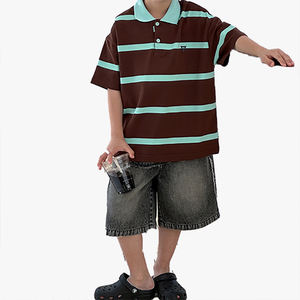 เสื้อโปโลเด็กผู้ชาย แขนสั้น ลายทาง ปักตัวอักษร คอปก ผ้าฝ้ายแท้ รุ่นซัมเมอร์ 2026 แฟชั่นสีสันตัดกัน - Product Image 5
