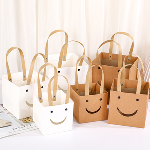 Manufacturer Wholesale In-stock Eco-friendly Kraft <b>Paper</b> Bag Square Visible Window Portable Bag Multi-size for Gift Packaging - Product Image 4