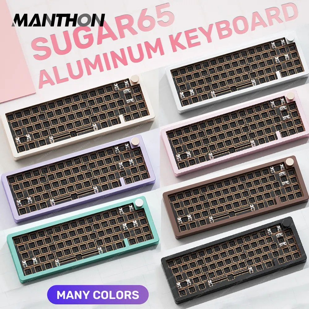 Sugar65 68% Arrangement Hot Plug Mechanical Keyboard 66 Key Wired/2.4g Wireless/BT Aluminum Alloy Housing Keyboard Kit