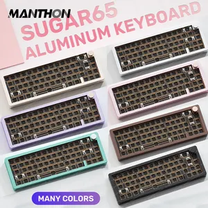 Sugar65 Kit Keyboard mekanik, Kit papan ketik mekanik pengaturan 68%, kabel 66/2.4g nirkabel/BT aluminium Aloi