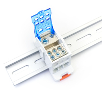 UKK 125A Azul 1 PCS/BOX 1 Entrada 6 Salida Carril Din Abrazadera de tornillo universal Conector de bloque de terminales de distribución de energía unipolar