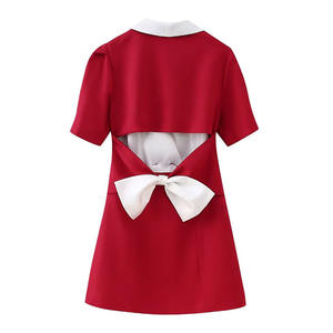 <span class=keywords><strong>ชุด</strong></span>เดรส<span class=keywords><strong>สั้น</strong></span><span class=keywords><strong>แขน</strong></span><span class=keywords><strong>สั้น</strong></span>สไตล์สูทประดับโบว์แฟชั่นใหม่ปี 2024 สำหรับ<span class=keywords><strong>ผู้หญิง</strong></span>จาก ZATRHMBM ดีไซน์แบบกระดุมสองแถวสไตล์เรโทร - Product Image 3