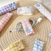 Kit d'organisation de câbles de voyage, boucle de rangement de câbles, enrouleur de cordon de chargeur en tissu polyester mignon, organisateur de câbles de bureau