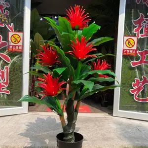 Lampe torche artificielle à bonsaï en soie, 1 pièce, avec fleurs, décoration d'intérieur, plante en pot, Simulation de plante verte, arbre en plastique
