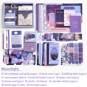 Kit de papeterie vintage esthétique imprimé avec reliure cousue, cadeau, papier de scrapbooking, carnet A6 quadrillé - Product Image 4