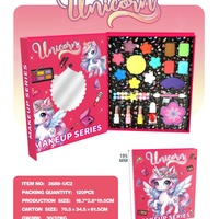 Ensemble de maquillage complet K-POP pour enfants avec valise en plastique, jouet de beauté lumineux pour filles - Cadeau d'anniversaire