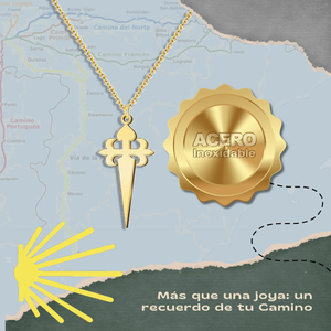 Ciondolo croce di Santiago in acciaio oro collana pregiata con disegno a croce resistente - Product Image 4