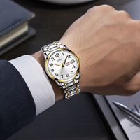 Montre à quartz de luxe pour homme, simple, avec double date, lumineuse, grand cadran en cristal, bracelet en acier inoxydable, étanche, 40 mm, 10 mm