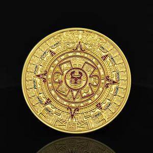 Pièces de monnaie commémoratives en métal personnalisées en usine, style <span class=keywords><strong>Maya</strong></span>, en or, gravées en relief, pour collection - Product Image 1