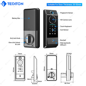 Tediton Video <span class=keywords><strong>Intercom</strong></span> Auto Elektrischer Finger abdruck <span class=keywords><strong>Code</strong></span> TTlock Wifi Kamera Smart Lock Tür Riegels chloss Türschloss Mit Tastatur - Product Image 2